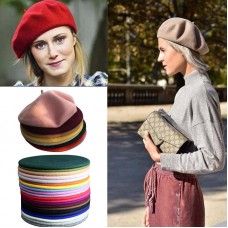 Mujer Sweet Warm Wool Winter Beret French Artist Beanie Hat Ski Cap Solid Hats  eb-64734331